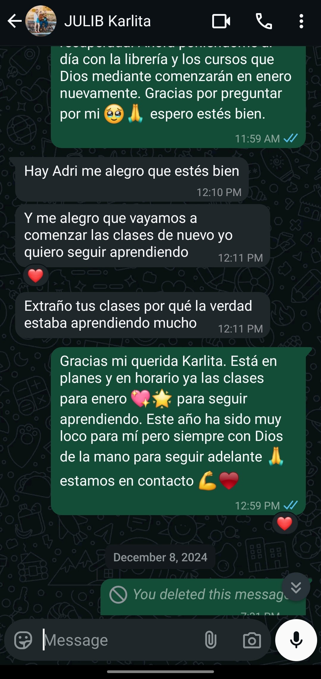 Mi querida Karlita y su progreso constante