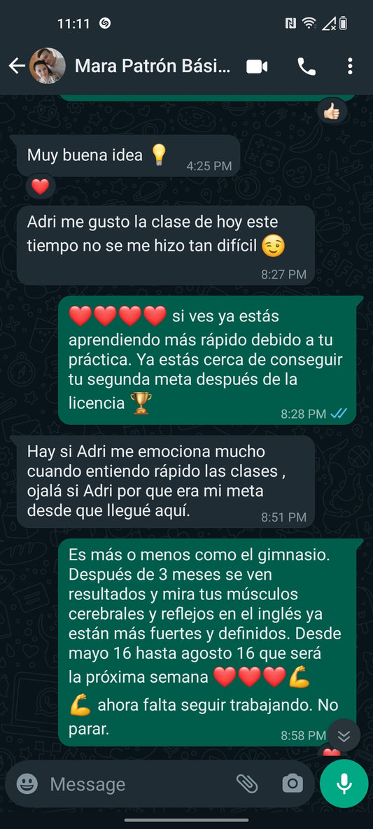 Mara y su desarrollo veloz y eficaz en mis clases de inglés