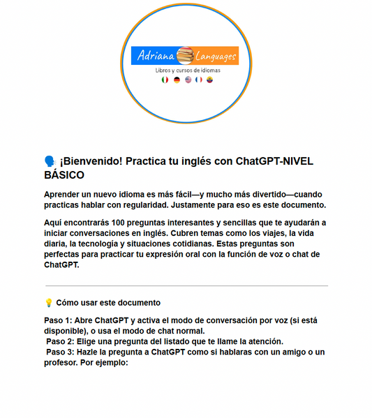 200 preguntas para practicar tu speaking con chatgpt básico e intermedio